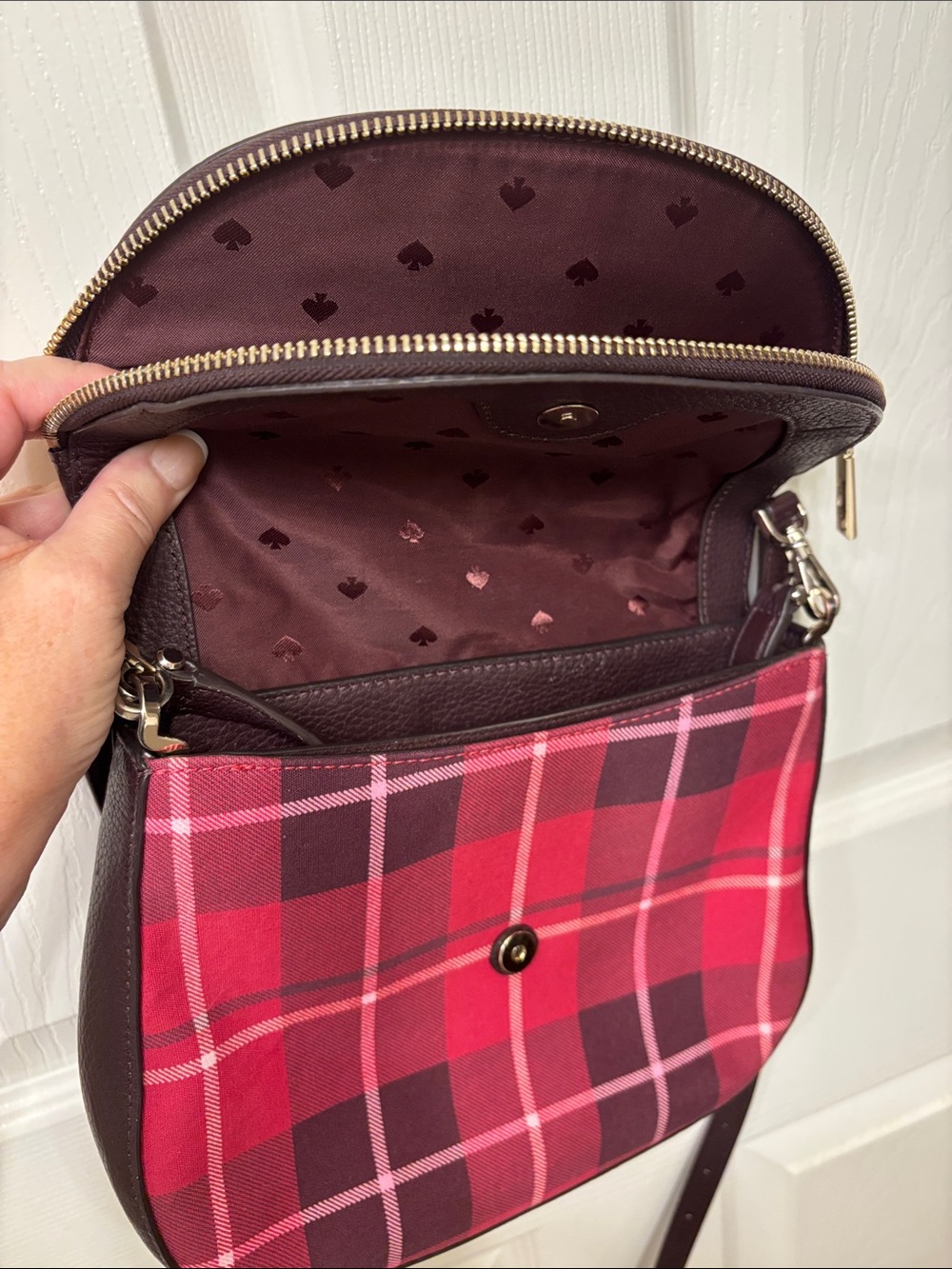 Kate spade Leila flap plaid crossbody/shoulder bag - Like New - Picture 7 of 9